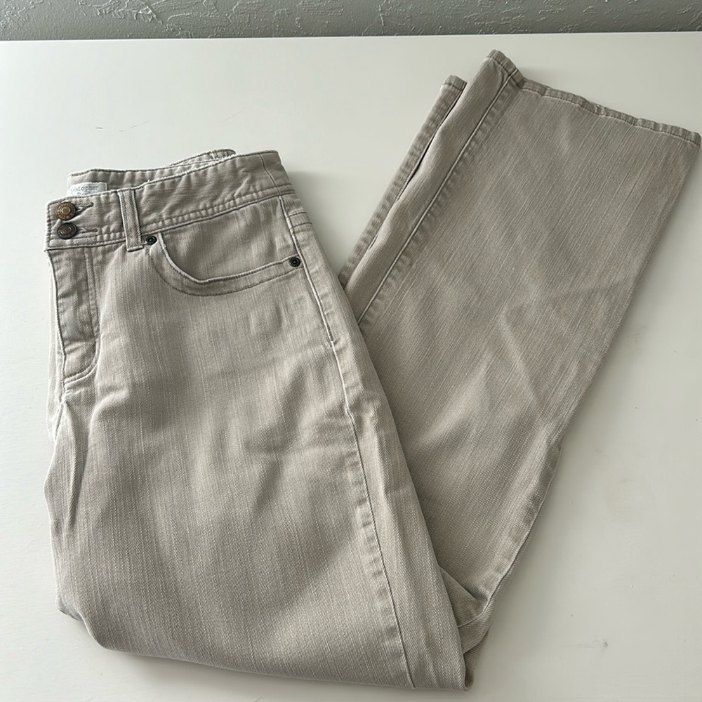 Khaki Christopher & Banks double button denim jeans